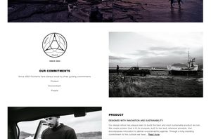 Finisterre highlight their commitment to sustainability throughout their marketing channels and their website.
