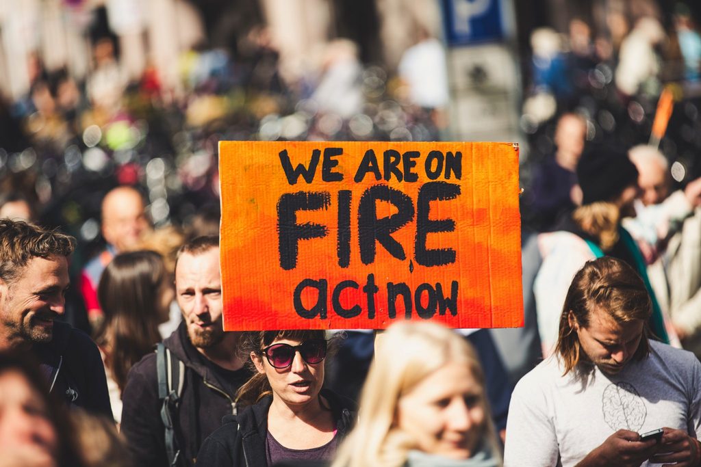 climate protest highlighting the wildfires in Australia