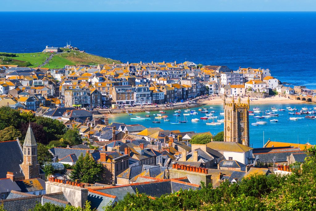 Cornish town filled with businesses, homes and multiple industries all set in a beautiful coastal environment