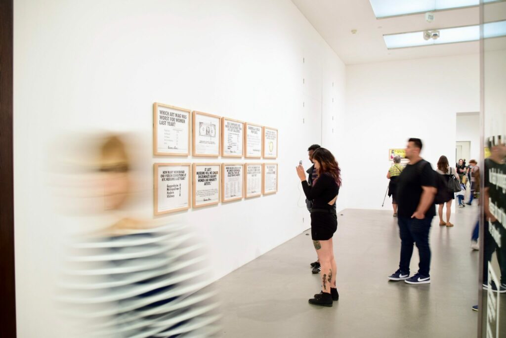 People visiting an exhibition on health and wellbeing